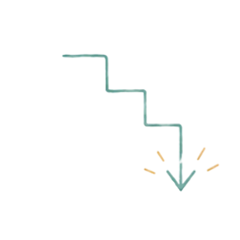 Icon of a downward stepping arrow