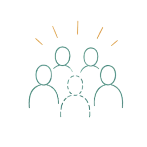 Icon of a person fading into a crowd