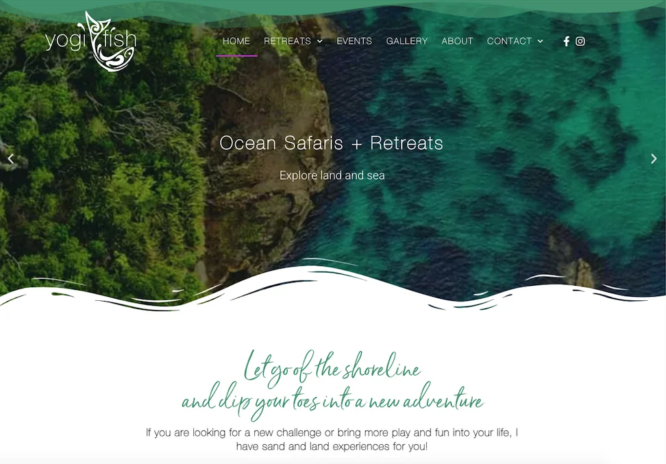 Yogifish wild swimming and yoga adventures website by Lola Media